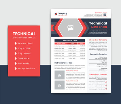 Technical Data Sheet Flyer Template Design