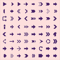 Specialized Collection of Right-Facing and Forward Progression Arrows Vector Icons for UI and Navigation Design