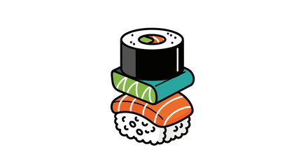 Stacked sushi illustration on white background © Thamus