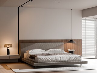 Bright Cozy Bedroom Interior for Home Living Branding &ndash; 3D Render
