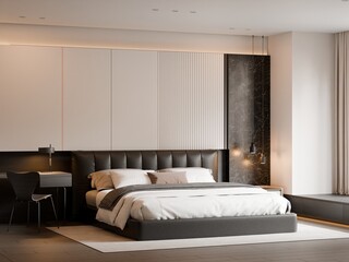 Luxury Serviced Apartment Bedroom Interior &ndash; 3D Render
