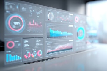 Modern data analytics background with clear dashboard style interface layout, balanced spacing, neutral color palette, bright soft lighting, realistic business technology look.