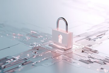 Secure technology background with cybersecurity concept and minimal UI design, bright neutral colors.