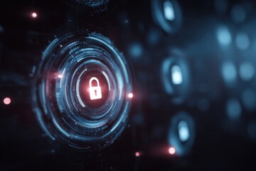Secure technology background showing cybersecurity protection and encrypted network layers, bright lighting, clean professional design.