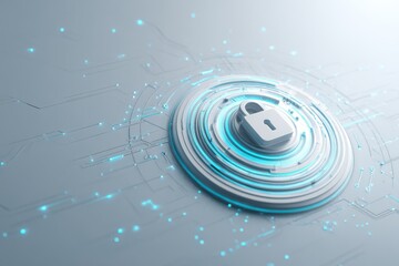 Secure technology background with cybersecurity concept and minimal UI design, bright neutral colors.