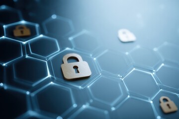 Secure technology background with cybersecurity concept and minimal UI design, bright neutral colors.