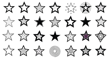 Fototapeta premium Collection of Various Black and White Stars.