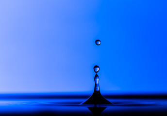 Color drops splash with umbrella or balls in fresh water