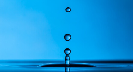 Color drops splash with umbrella or balls in fresh water