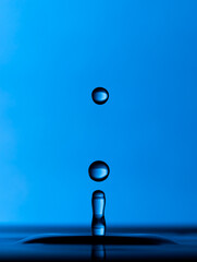 Color drops splash with umbrella or balls in fresh water