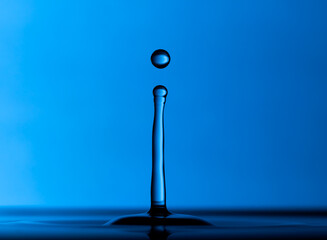 Color drops splash with umbrella or balls in fresh water