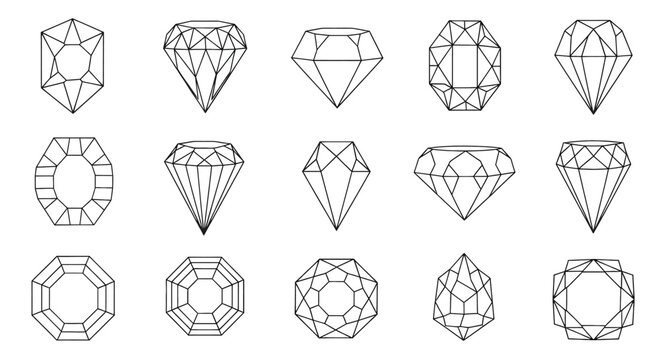 Collection of Various Diamond Shapes and Cuts.