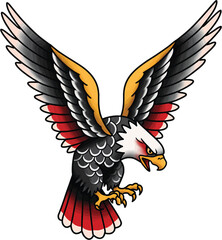 Obraz premium Colorful Eagle Tattoo Design with Outstretched Wings.