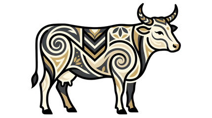 Obraz premium Tribal cow illustration with modern art style