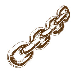 Obraz premium Grunge texture chain links in a diagonal line on white background metal chain Vintage Style