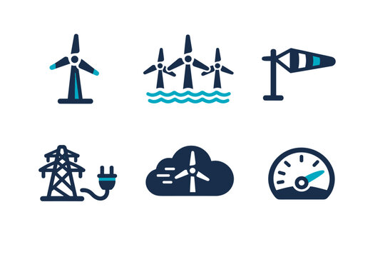 Image turbine no arrow clean simple background offshore generation icon wind vector