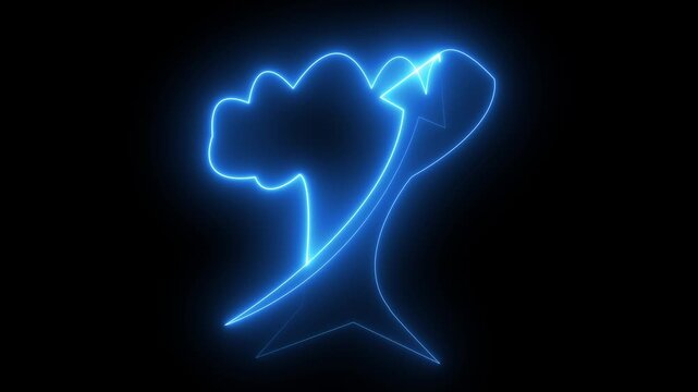 Glowing neon blue tree icon with roots, branches, and upward growth arrows representing nature, sustainability, and eco development, Golden tree growth icon held businessman and palm .