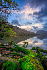 Beautiful autumn at the Buttermere lake in the Lake District National Park. England, UK