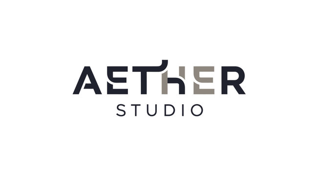 Aether Studio logo design with modern typography and clean aesthetic.