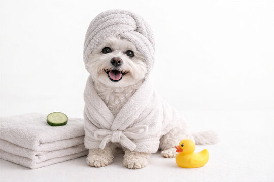 Pampered Small Dog Enjoying A Spa Day
