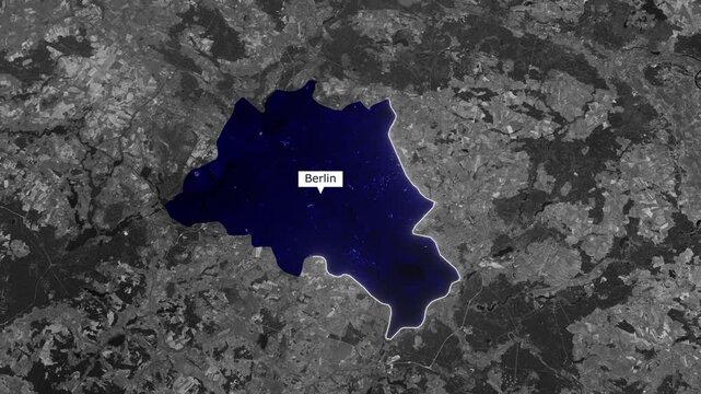 Berlin Germany Satellite Map With Highlighted Regional Border Animation