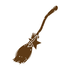 Obraz premium Vintage Grunge A brown broom with a star on a white background