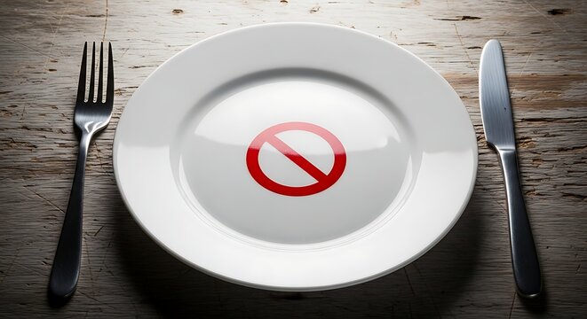 Empty Plate with Prohibition Sign