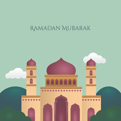 Fototapeta premium Islamic Mosque Greeting Card for Ramadan Celebration