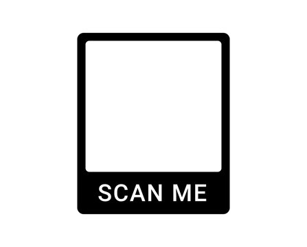 Scan Me QR Code Frame Template with Button Isolated on PNG Background, 