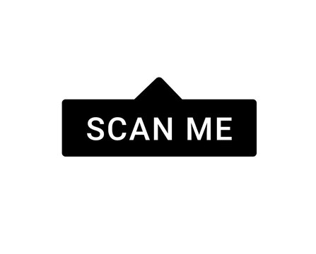 Black Scan Me Button with Speech Bubble Shape Isolated on PNG Background for QR Code