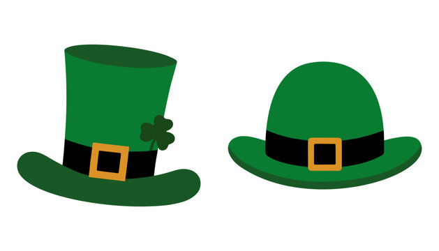 Leprechaun Hats St Patrick&rsquo;s Day Flat Vector Illustration