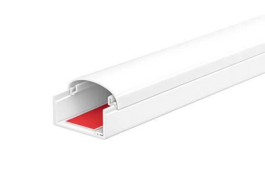 Plastic cable management trunking with adhesive backing