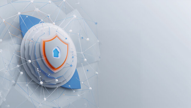 盾のレイヤーで守るイメージの抽象背景　ゼロトラストや防御の説明素材に.生成AI