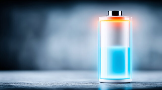 Battery indicator showing partial charge, representing energy storage and power management.
