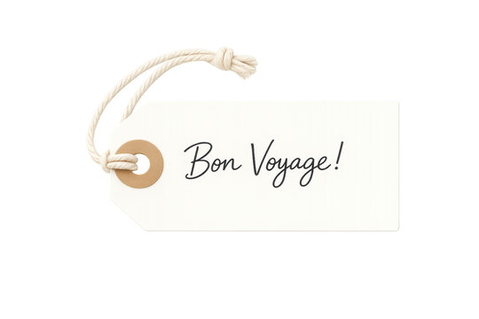 Bon voyage gift tag label on transparent background