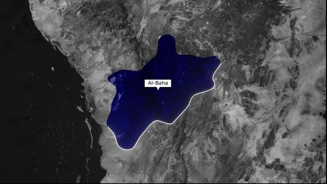 Al Baha Province Highlight On Saudi Arabia Country Map Animation