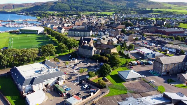Aerial view over the town of Campbeltown Argyll Scotland 