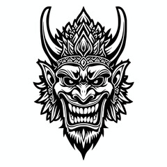 Fierce Monster Mask Black White Vector