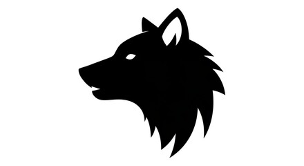 Silhouette of a wolf head facing left with glowing eyes.