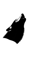 Silhouette of a howling wolf against a white background.