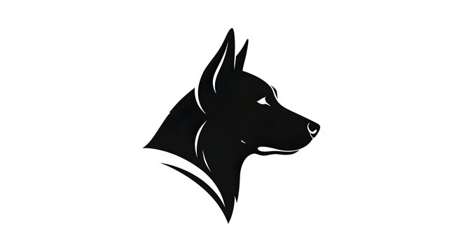 Sleek Black Dog Head Profile Vector Icon.