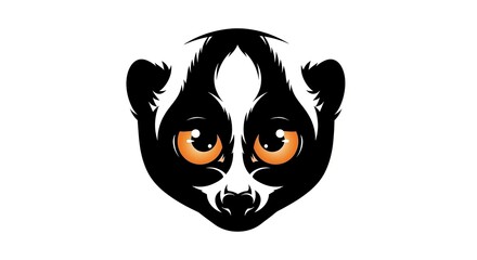 Naklejka premium Slow Loris Face Illustration - Adorable Nocturnal Primate Portrait.
