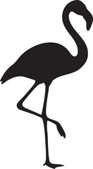 Obraz premium Minimalist Elegant Flamingo Standing on One Leg Silhouette on White Background