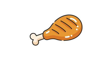 A charming cartoon depiction of a golden brown chicken leg illustrated with simple lines silhouette high quality professional detailed modern elegant stylish clean