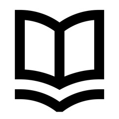 Outline book icon for education, knowledge, and learning resources.