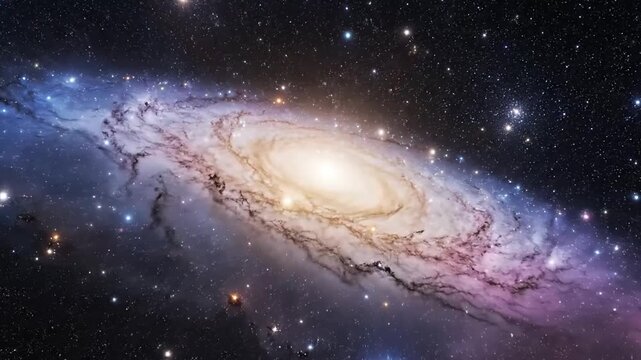 Majestic spiral galaxy Andromeda shines brightly against a backdrop of countless stars in deep space evoking wonder and the vastness of the cosmos