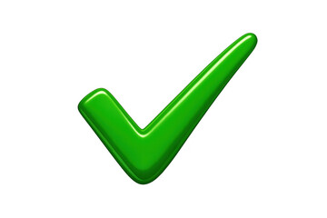 Green check mark 3d rendering, symbol of success, approval, validation, and completion, transparent background