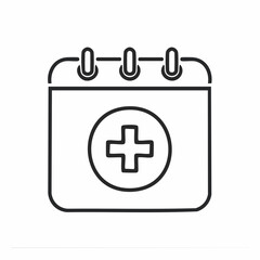 Obraz premium Line art icon of a calendar with a medical cross, symbolizing health appointments or medical scheduling.