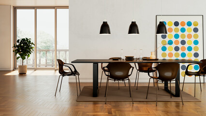 Naklejka premium Large luxury modern bright interiors Living room mockup illustration 3D rendering Digitally Generated Image