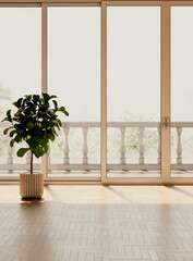 Naklejka premium Large luxury modern bright interiors Living room mockup illustration 3D rendering Digitally Generated Image